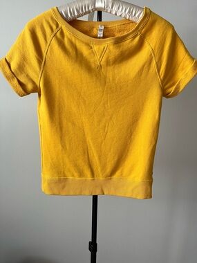 RIPZONE Yellow Short Sleeve Crewneck Pullover Terry Cotton Blend Soft XS